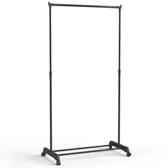 JUST HOME COLLECTION - Colgado de Ropa barra con ruedas Metal Negro