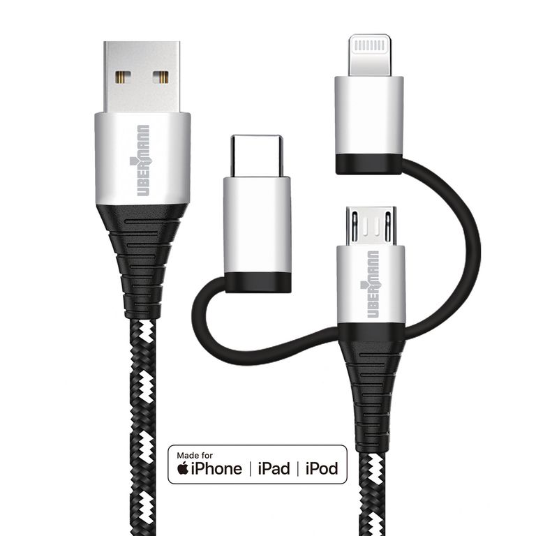 Cable Carga Rápida Usb 3 En 1 Kevlar 2 Metros