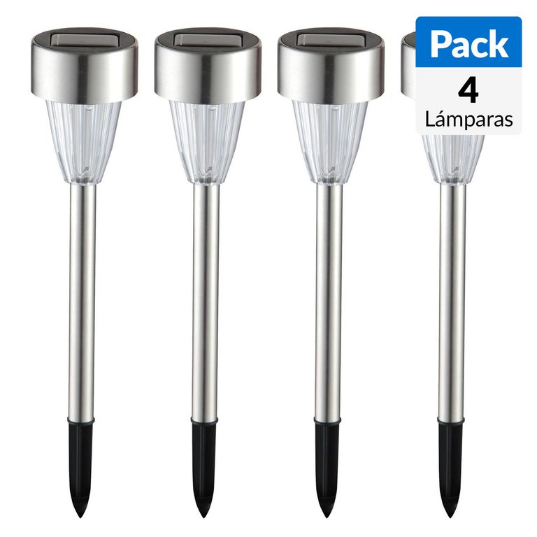 Pack 4 Estacas Solares Round 0,08 W IP44 Luz Fría