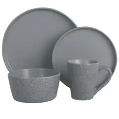 JUST HOME COLLECTION - Juego de Loza 16 Piezas Cerámica Mármol Gris