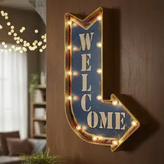 JUST HOME COLLECTION - Letrero Led Flecha Welcome x5.5 cm