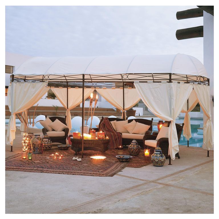Pérgola Ovalada Blanco Poliéster 600x300x270 cm