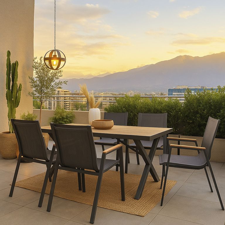 Juego de Comedor de Terraza Munich 6 Personas Aluminio/Madera