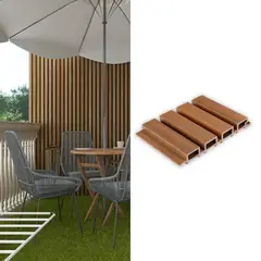 HOLZTEK - Revestimiento Ranurado para Muro EXTERIOR CAFÉ CLARO 21.9x290 cm Café 0.63 m2