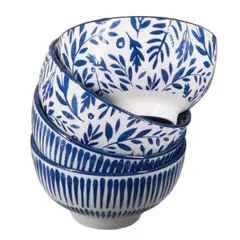 JUST HOME COLLECTION - Set Platos 19,5 cm 4 Piezas Cerámica Diseños Multicolor