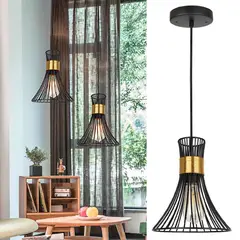 JUST HOME COLLECTION - Lámpara Colgante Cage Metal Negro 22 cm