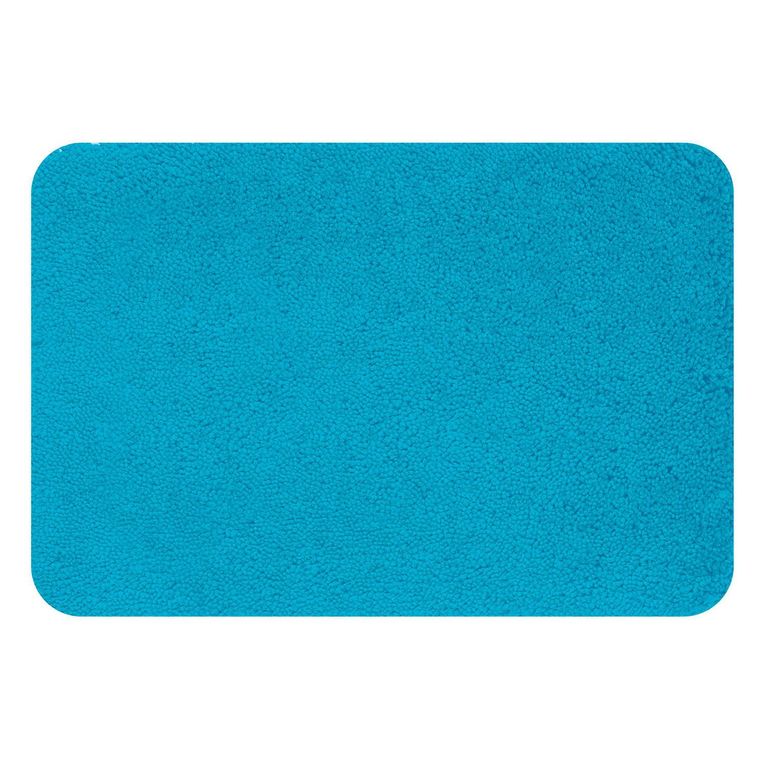 Spirella Tappetino Da Bagno Curve In Microfibra – 55x65 Cm, Altezza Pelo 30 Mm, Lavabile, Antiscivolo, Blu - 2