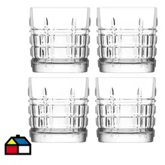LAV - Set 4 Vasos Bajo de Vidrio 325 ml Transparente