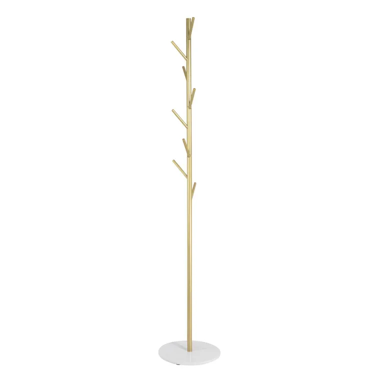 Perchero con Base marmol Metal Dorado, Blanco