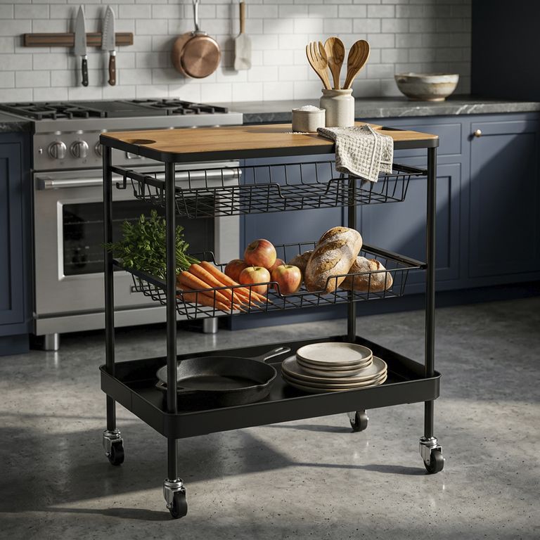 Carro Organizador Cocina 40.5x79.5x60.5 cm Negro