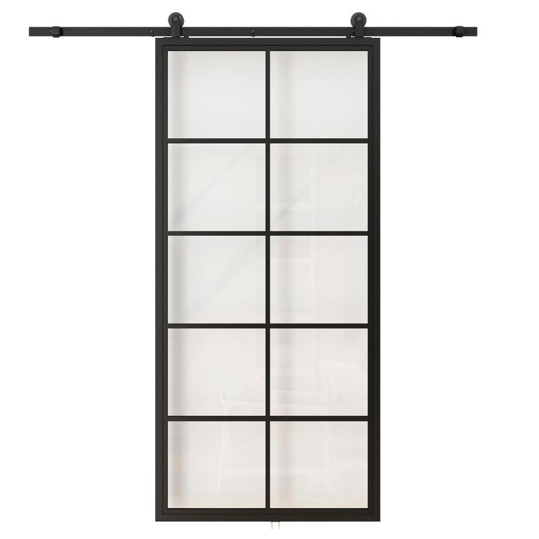 Kit Puerta Corredera Acero 83x204 cm Negro