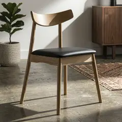 JUST HOME COLLECTION - Silla Madera PU Negro 80.7x47.5x55 cm