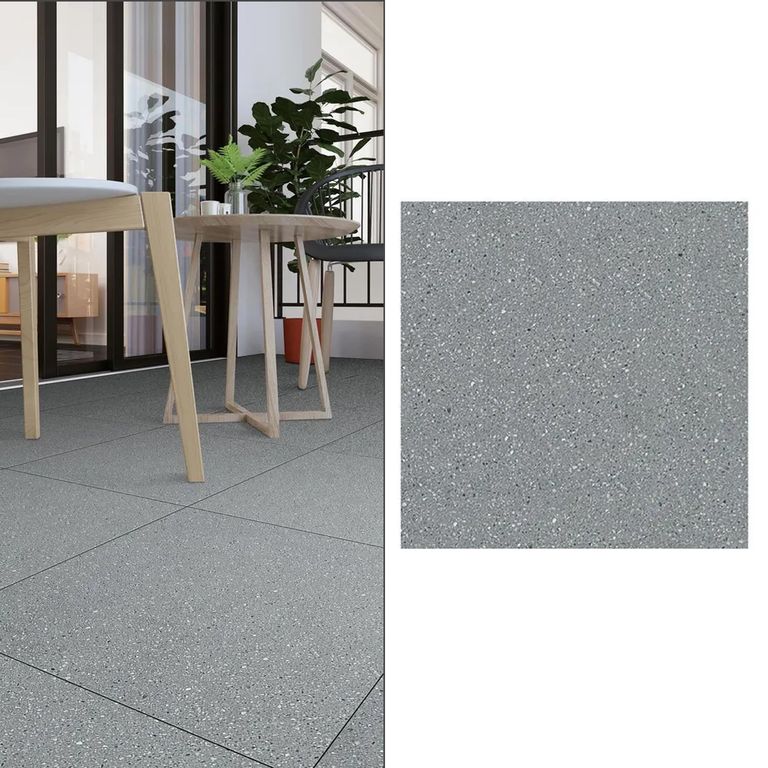 Gres Porcelánico 60x60 cm Terrazo Dark Grey Gris Oscuro 1.44 m2