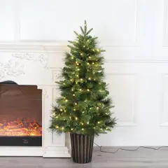 DEAR SANTA - Árbol Navidad con Luces y Macetero 120 cm 150 Luces Verde