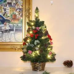 DEAR SANTA - Árbol Navidad Pequeño 33x60cm con Luces 60 Ramas 20 Luces