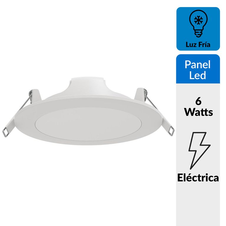 Panel Led Spot Empotrado Circular Blanco 6W Luz Fría 3 Intensidades