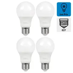 DAIRU - Pack 4 Ampolletas Led 7.5 W E27 806 lm Luz Fría