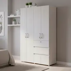 JUST HOME COLLECTION - Clóset Niebla 4 Puerta(s) 2 Cajón(es) 1 Repisa(s) 120x200x50 cm Blanco