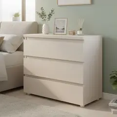 JUST HOME COLLECTION - Cómoda 3 cajones 80x40x70 cm niebla