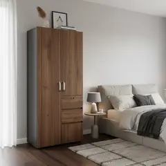 JUST HOME COLLECTION - Clóset Gales 2 Puerta(s) 2 Cajón(es) 3 Repisa(s) 90x200x50 cm Gales/Wengué