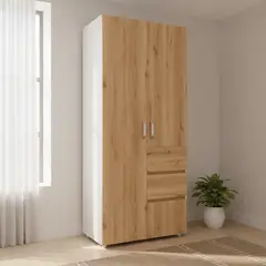 JUST HOME COLLECTION - Clóset Duna 2 Puerta(s) 2 Cajón(es) 3 Repisa(s) 90x200x50 cm Blanco