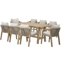 JUST HOME COLLECTION - Juego de Terraza Comedor Lucca 8 Personas Natural