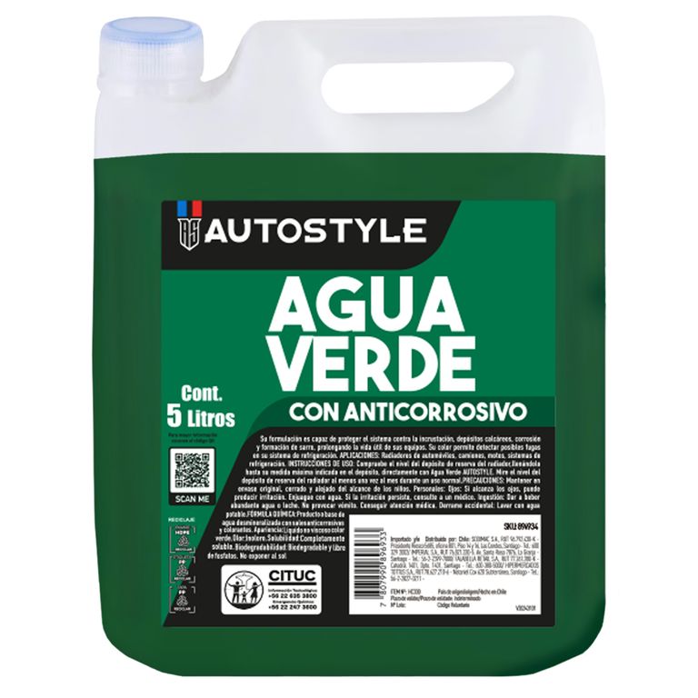 Agua Refrigerante 5 Litros Anticorrosiva para Radiador