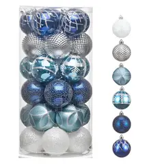 DEAR SANTA - Set 30 esferas 6cm az bco plat