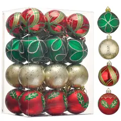 DEAR SANTA - Set 24 esferas ver roj dor 6cm