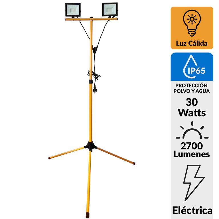 Tripode Led 2 Luces 30 W IP 65 2700 lm Luz Cálida