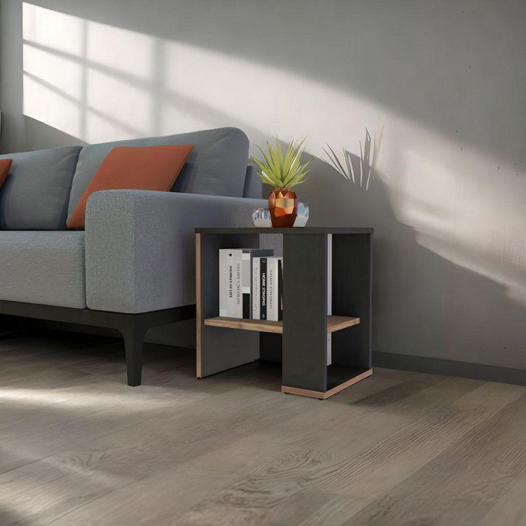 Mesa auxiliar Covalt Negro y Madera 40x30x42 cm
