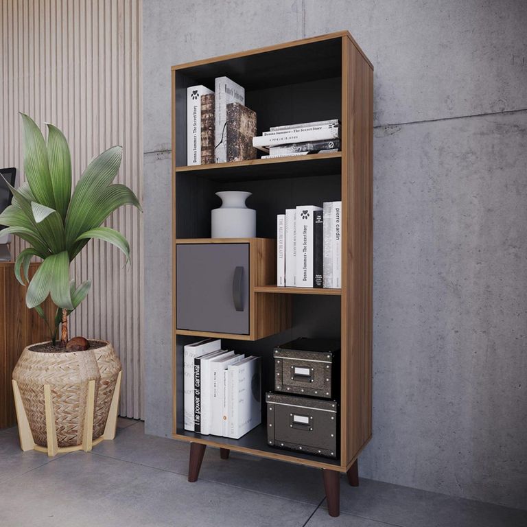 Librero Chelsea Melamina 4 Nivel(es) 60.2x138.9x30 cm Madera/Negro