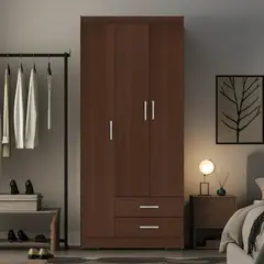 CASA BONITA - Clóset 3 Puerta(s) 2 Cajón(es) 3 Repisa(s) 83x183x47 cm Nogal