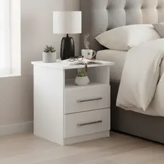 CASA BONITA - Velador 2 Cajón 42x51x36 cm Blanco