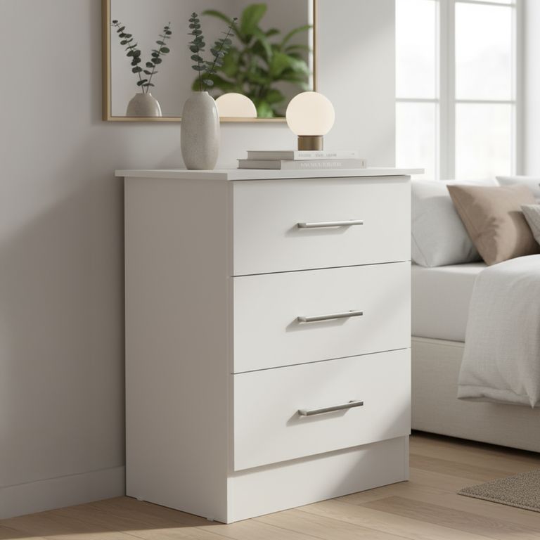 CASA BONITA Cómoda 3 Cajones 60x78x39 cm Blanco