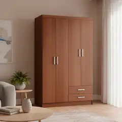 CASA BONITA - Clóset 4 Puerta(s) 2 Cajón(es) 2 Repisa(s) 109x183x47 cm Nogal