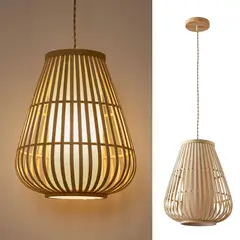 JUST HOME COLLECTION - Lámpara Colgante Bambú Beige 30.5 cm
