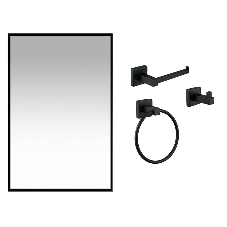 Set De Accesorios Baño 4 Piezas Con Espejo Buka