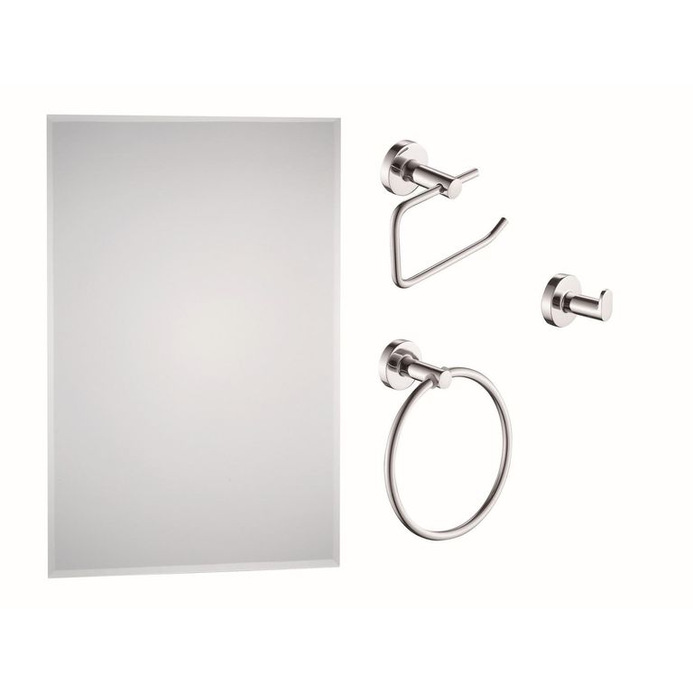 Set De Accesorios Baño Isla 4 Piezas Cromado Con Espejo