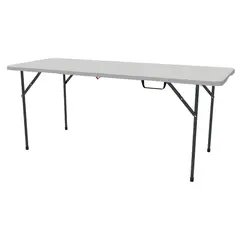 JUST HOME COLLECTION - Mesa Plegable Rectangular Acero 70x74x180 cm Blanco