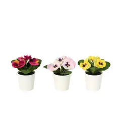JUST HOME COLLECTION - Set 3 Plantas Artificiales con Flor 12 cm Verde
