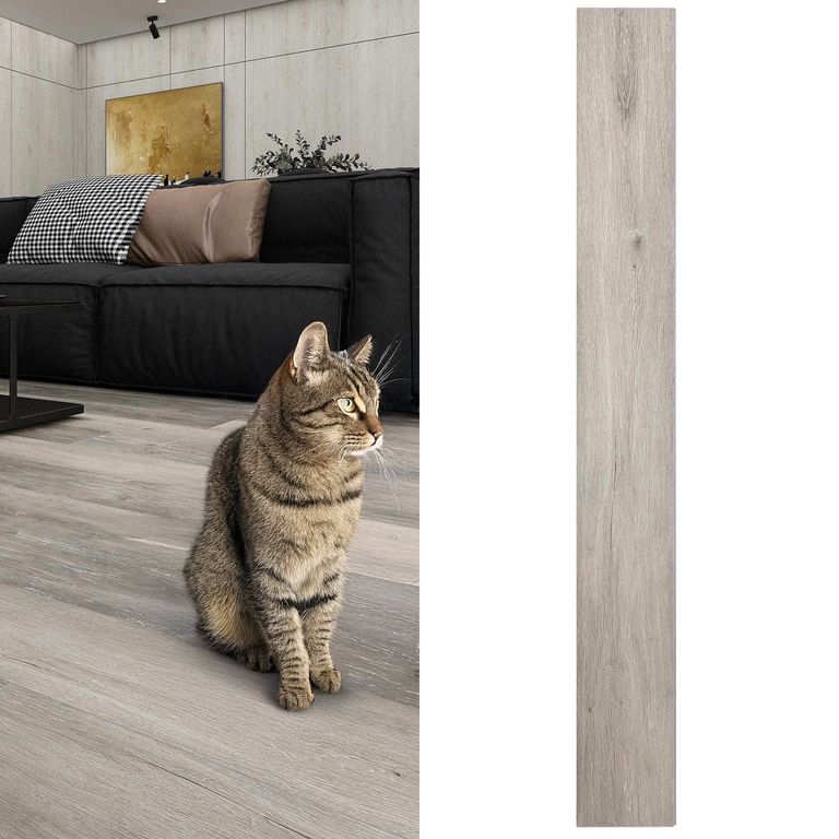 SPC Piso Vinílico 4 mm 18.2x152.4 cm OAKTON GRAY Gris 2.5 m2