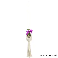 JUST HOME COLLECTION - Colgador algodón 70 cm para macetas de 13-23 cm blanco