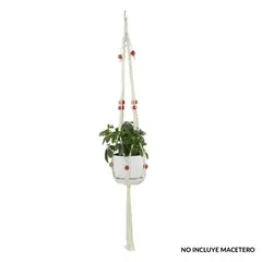 JUST HOME COLLECTION - Colgador algodón 114 cm para macetas de 13-23 cm blanco