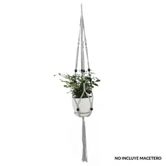 JUST HOME COLLECTION - Colgador poliéster y algodón 114 cm para macetas de 13-23 cm gris
