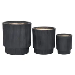 JUST HOME COLLECTION - Set de 3 maceteros cerámica color negro