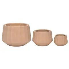 JUST HOME COLLECTION - Set de 3 maceteros cerámica color terracota