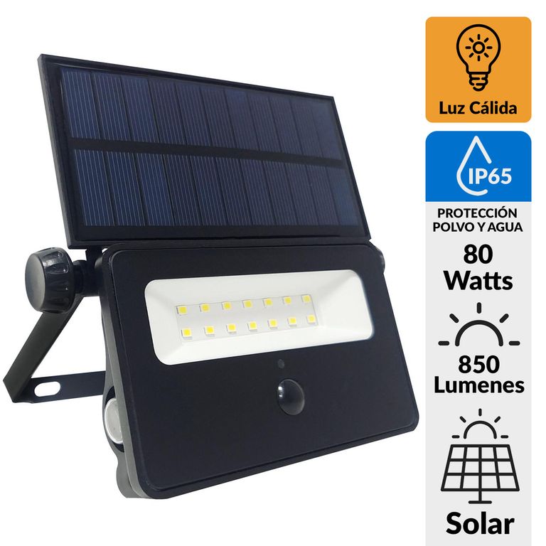 Apliqué Exterior Solar Led 80 W IP 65 850 lm Luz Cálida