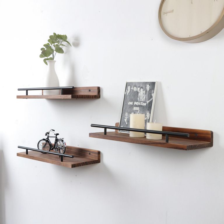 Set de Repisas Madera 3 Nivel(es) 40x5x15 cm Café/Negro