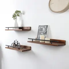 JUST HOME COLLECTION - Set de Repisas Madera 3 Nivel(es) 40x5x15 cm Café/Negro